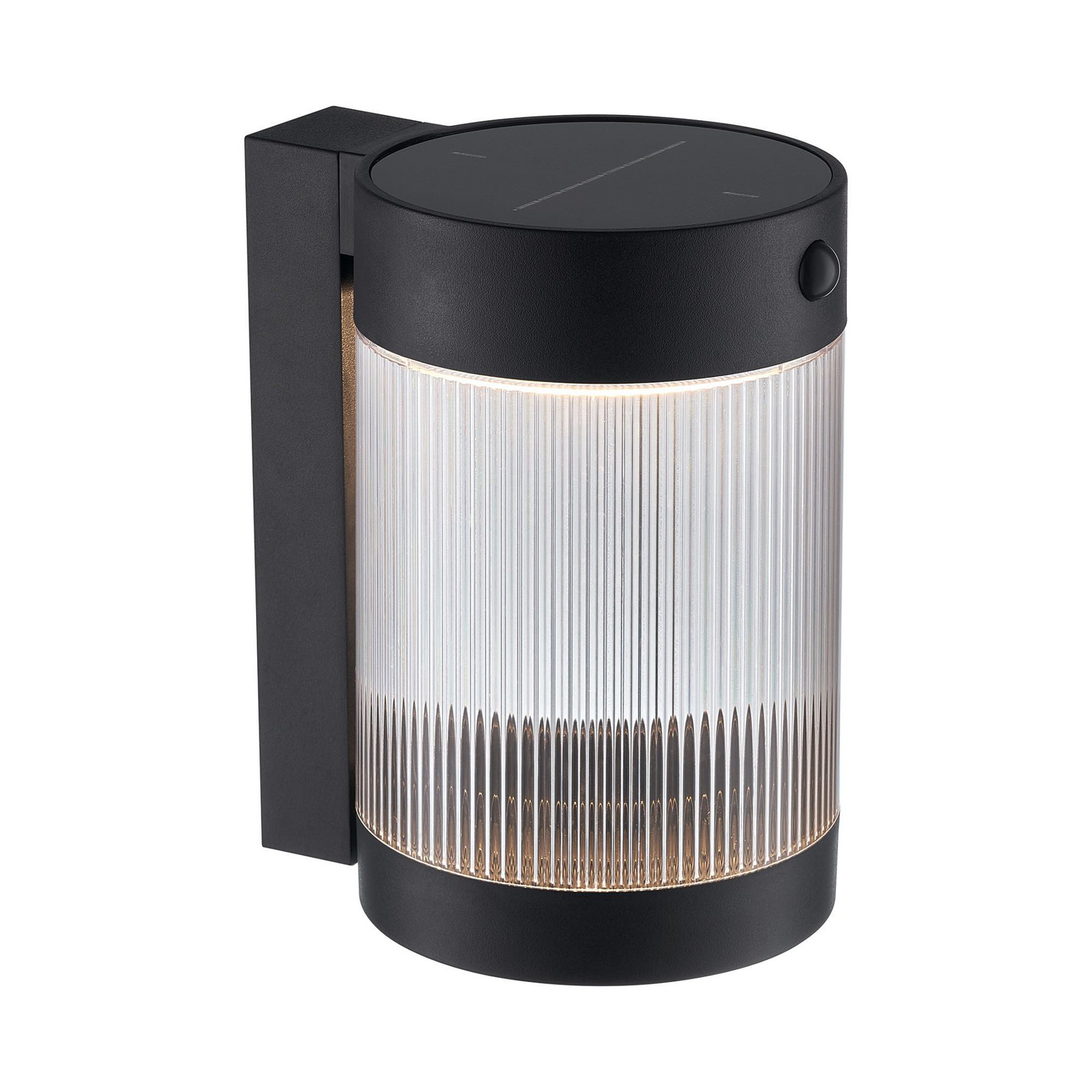Coupar solar-powered outdoor wall light, black, plastic, IP44